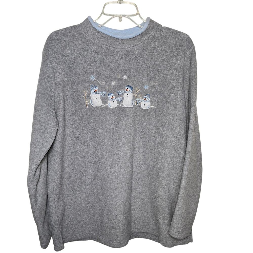 1990s Vintage C&B Sport Embroidered Snowman Fleece Sweatshirt Womens Large Euc